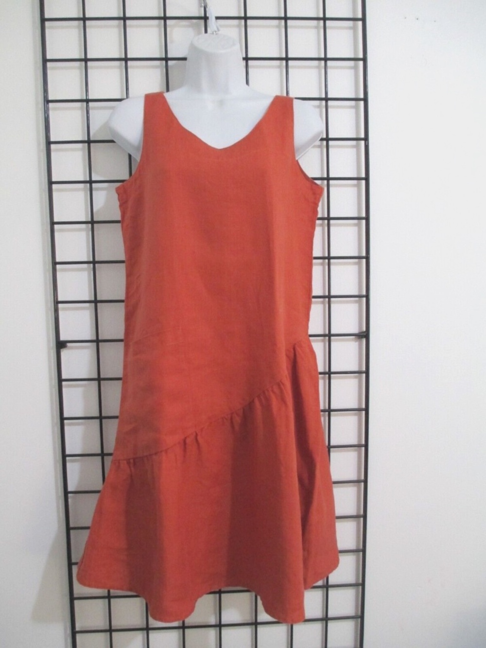 Rust Linen Shift Dress - Picture 1 of 6